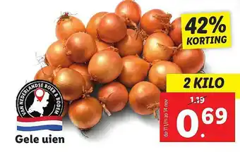 Lidl Gele Uien 42% Korting 2 kilo aanbieding