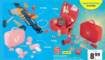 Lidl Playtive Houten Speelse Klusriem, Make-Up Tas, Doktertas En Brandweertas aanbieding