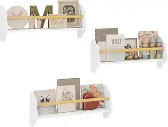 Amazon WOLTU Set van 3 boekenrekken voor kinderen, wandrek, kinderkamerrek, kinderrek voor boekenopslag, van MDF, voor kinderkamer,  aanbieding