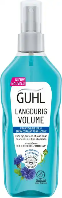 Amazon Guhl Langdurig Volume Föhn-Active Styling Spray Met Blauwe Lotus - Voor Fijn, Slap en Futloos Haar - 125 Milliliter aanbieding