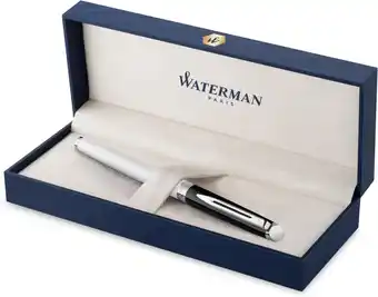 Amazon Waterman Hémisphère Vulpen | Zwarte en Witte lak met palladium-gecoate afwerkingen | roestvrijstalen medium penpunt | met Ges aanbieding