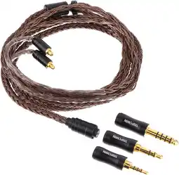 Amazon Linsoul Tripowin Amber 32AWG OFC zuurstofvrije kabel HiFi IEM-kabel met verwisselbare 2,5 mm/3,5 mm/4,4 mm stekker, PVC-huls  aanbieding