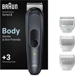 Amazon Braun Body Groomer 3 Lichaamstrimmer Voor Heren, Met Skinshield-Technologie, Kam Voor Gevoelige Gebieden, Scherp Lemmet Van M aanbieding