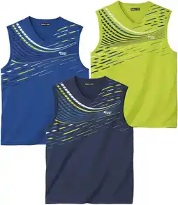 Amazon ATLAS FOR MEN - Set van 3 heren mouwloze tanktops - Sorteerlijnmodel - Grote maten M tot 5XL aanbieding