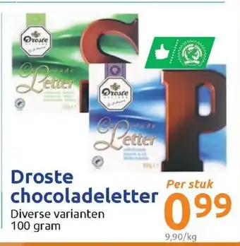 Action Droste chocoladeletter 100g aanbieding