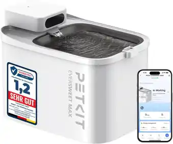 Amazon PETKIT EVERSWEET MAX Kattenfontein Draadloze, met Bewegingssensor, App Besturing, met 5000mAh Oplaadbare Batterij, 3L Drinkfo aanbieding