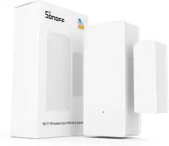 Amazon SONOFF DW2-RF Deurraamsensor, Draadloos Draadloos Deuralarmsysteem, Compatibel Met Alexa Google Home, Stuur Alarm Naar uw Sma aanbieding