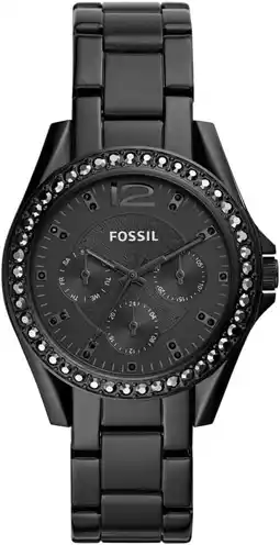 Amazon Fossil Riley horloge voor dames, chronograaf uurwerk met roestvrij stalen of leren band aanbieding