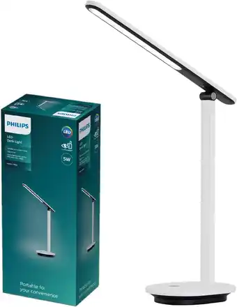 Amazon PHILIPS LED ivoor bureaulamp warm tot koel wit licht 27005000K wit 5W opladen met USB. voor thuis binnen werk studie leesverl aanbieding