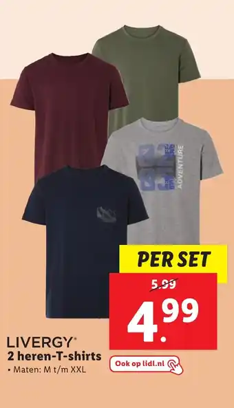 Lidl LIVERGY 2 heren-T-shirts aanbieding