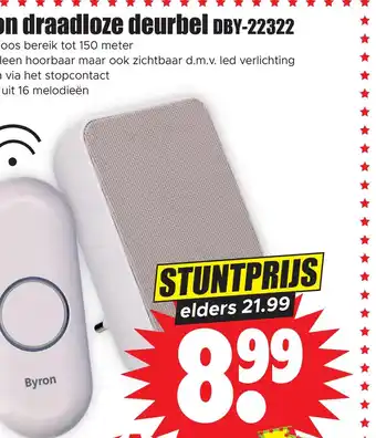 Dirk Byron draadloze deurbel DBY-22322 aanbieding