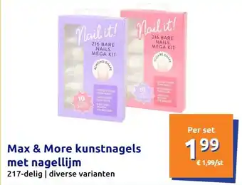 Action Max & More kunstnagels met nagellijm aanbieding