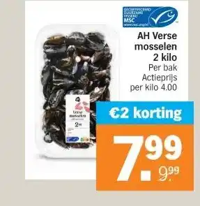 Albert Heijn AH Verse mosselen 2 kilo aanbieding