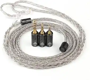 Amazon LINSOUL QKZ Q1 MAX 16-standaard 352 cores, verzilverde hifi-oordopjes, upgrade kabel met verwisselbare 2,5 mm/3,5 mm/4,4 mm,  aanbieding