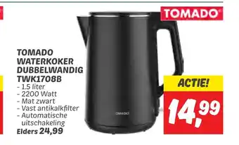 Dekamarkt TOMADO WATERKOKER DUBBELWANDIG TWK1708B aanbieding