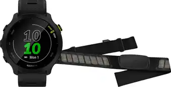 Coolblue Garmin Forerunner 55 Zwart + Garmin HRM-DUAL Hartslagmeter Borstband Zwart aanbieding