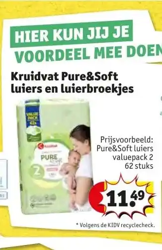 Kruidvat Kruidvat Pure&Soft luiers en luierbroekjes aanbieding