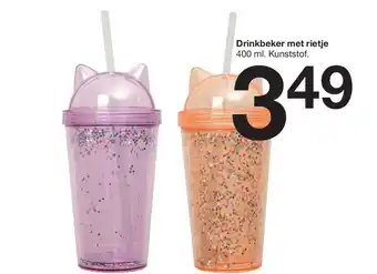 Zeeman Drinkbeker met rietje aanbieding