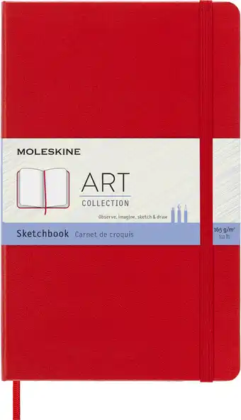 Amazon Moleskine creatieve notitieboekjes, schetsboek, groot/A5, 165G papier, harde kaft, rood aanbieding