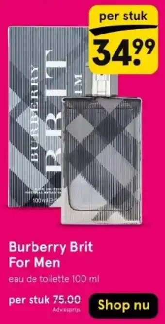Etos Burberry Brit For Men aanbieding