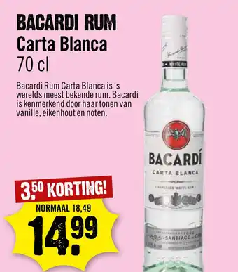 Dirck 3 Bacardi rum carta blanca aanbieding