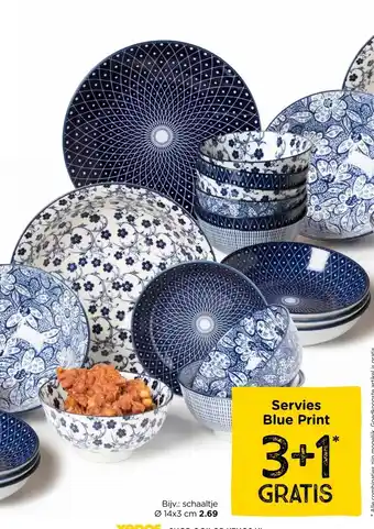 Xenos Servies Blue Print aanbieding