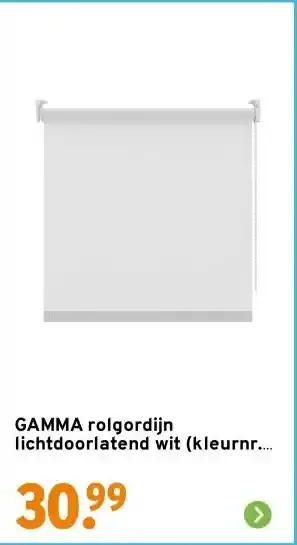 GAMMA GAMMA rolgordijn lichtdoorlatend wit (kleurnr. 833) 60x190 cm (bxh) aanbieding