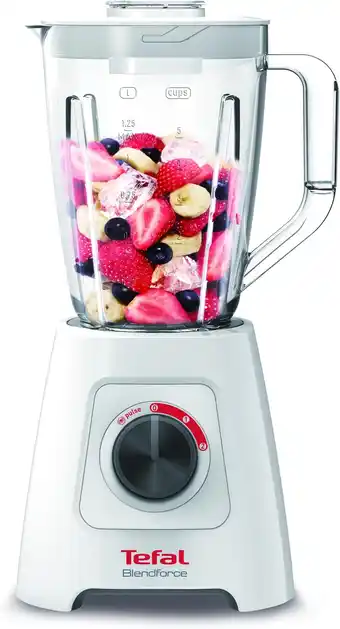 Amazon Tefal BL4201 Blendforce II blender, Krachtige blender 600 W vermogen, 3 snelheden, geschikt voor het maken van smoothies en a aanbieding