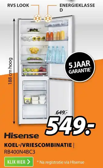 Expert Hisense Koel-/Vriescombinatie | RB400N4BC3 aanbieding