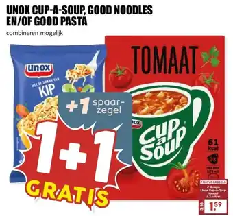 MCD Supermarkt UNOX CUP-A-SOUP, GOOD NOODLES EN/OF GOOD PASTA aanbieding