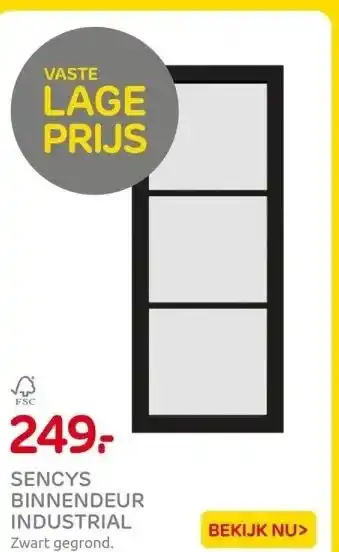 Praxis SENCYS BINNENDEUR INDUSTRIAL Zwart gegrond. aanbieding
