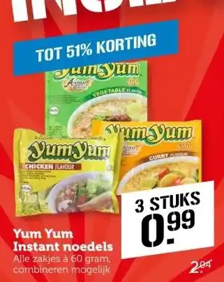 Coop Yum Yum Instant noedels aanbieding