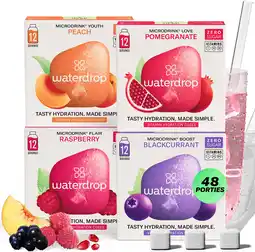 Amazon waterdrop Microdrink Besteller Set | 48 hydratatieblokjes in 4 smaken | Met natuurlijke fruit- en plantenextracten + vitamine aanbieding