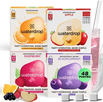 Amazon waterdrop Microdrink Besteller Set | 48 hydratatieblokjes in 4 smaken | Met natuurlijke fruit- en plantenextracten + vitamine aanbieding