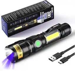 Amazon DARKBEAM A200 UV Zaklampen 365nm USB Magnetisch Oplaadbaar LED Zaklamp 3 in 1 Blacklight, Ultraviolette Wood's Lamp, Anti-ver aanbieding