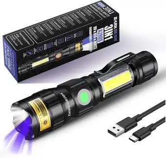 Amazon DARKBEAM A200 UV Zaklampen 365nm USB Magnetisch Oplaadbaar LED Zaklamp 3 in 1 Blacklight, Ultraviolette Wood's Lamp, Anti-ver aanbieding