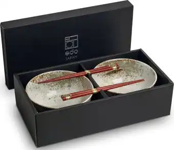 Bol.com Noodle Kommen Set - Edo Japan - Hikari Serviesset - 4 delig - Geschikt voor 2 personen - Geleverd in een geschenkdoos! Cadeau aanbieding