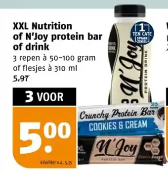 Poiesz XXL Nutrition of N'Joy protein bar of drink aanbieding