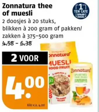 Poiesz Zonnatura thee of muesli aanbieding