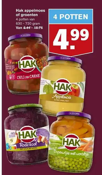 Hoogvliet Hak Appelmoes Of Groenten aanbieding