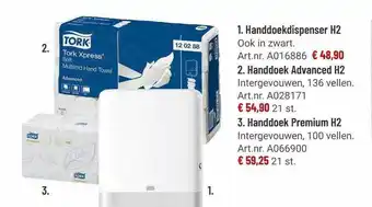 Manutan Handdoekdispenser H2, Handdoek Advanced H2 Of Handdoek Premium H2 aanbieding