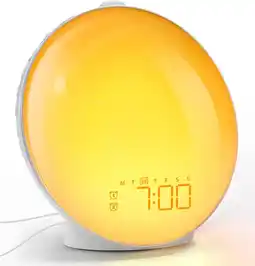 Amazon Lichtwekker zonsopgang zonsondergang simulatie daglichtwekker op volledig scherm met dubbele alarmen, rotatieknop, natuurlijk aanbieding