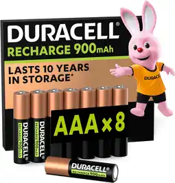 Amazon Duracell Oplaadbare AAA-batterijen (8 stuks), 900 mAh NiMH, vooraf opgeladen, onze oplaadbare batterij met de langste levensd aanbieding