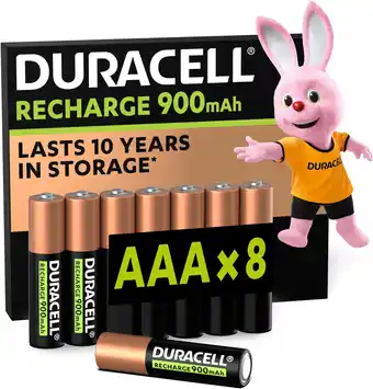 Amazon Duracell Oplaadbare AAA-batterijen (8 stuks), 900 mAh NiMH, vooraf opgeladen, onze oplaadbare batterij met de langste levensd aanbieding