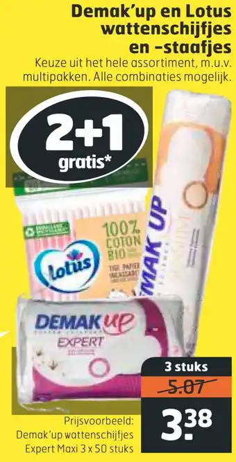 Trekpleister Demak'up en Lotus wattenschijfjes en -staafjes 3x50stuks aanbieding