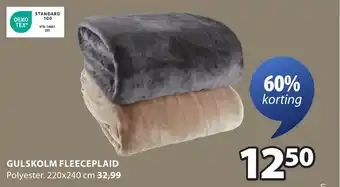 Jysk GULSKOLM FLEECEPLAID aanbieding