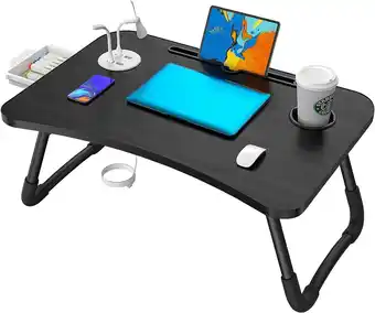 Amazon Elekin Draagbare laptoptafel, opvouwbare notebooktafel, bedtafel, lapdesks met bekergleuf, multifunctionele tafel, tekentafel aanbieding