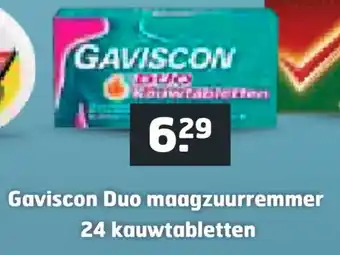 Trekpleister Gaviscon Duo maagzuurremmer 24 kauwtabletten aanbieding