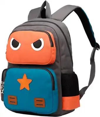 SIVENKE Kinderrugzak voor 5-10 jaar kinderen jongens 15L rugzak dagrugzak schooltas rugzakken schoolrugzak schooltas jongens meisjes, oranje en groen., 40*30*10cm, Zijzakken van netstof
