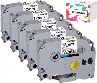 Amazon 5x Hehua Vervangende Labeltape Compatibel met Brother TZe231 TZ-231 TZe-231 12mm 0.47 Zwart op Wit, Gelamineerd TZ Tape voor aanbieding